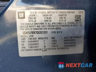 Zdjęcie 13 z 13 samochodu: 2016 CHEVROLET EQUINOX LT VIN:2GNFLFEK7G6301291 - miniatura