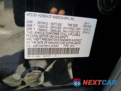 Zdjęcie 13 z 13 samochodu: 2017 ACURA MDX TECHNOLOGY VIN:5J8YD4H56HL003060 - miniatura