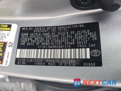 Zdjęcie 12 z 12 samochodu: 2024 TOYOTA CAMRY SE NIGHT SHADE VIN:4T1G11AK8RU887415 - miniatura