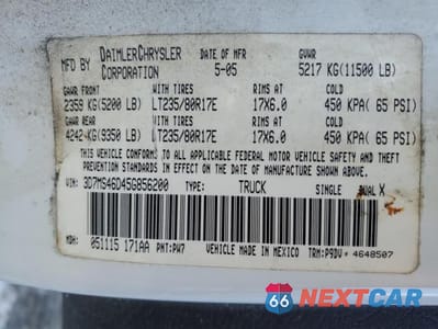 Zdjęcie 12 z 12 samochodu: 2005 DODGE RAM 3500 ST VIN:3D7MS46D45G856200 - miniatura