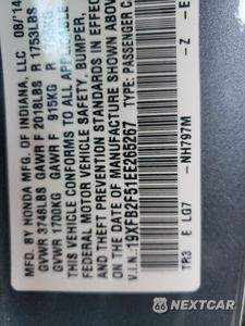 Zdjęcie 13 z 13 samochodu: 2014 HONDA CIVIC LX VIN:19XFB2F51EE265267 - miniatura