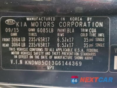 Zdjęcie 13 z 13 samochodu: 2016 KIA SEDONA LX VIN:KNDMB5C13G6144369 - miniatura