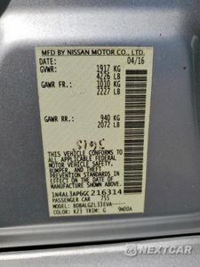 Zdjęcie 12 z 12 samochodu: 2016 NISSAN ALTIMA 2.5 VIN:1N4AL3AP6GC216314 - miniatura