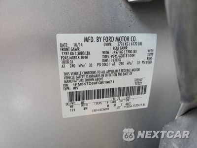 Zdjęcie 13 z 13 samochodu: 2015 FORD EXPLORER XLT VIN:1FM5K7D89FGB19671 - miniatura