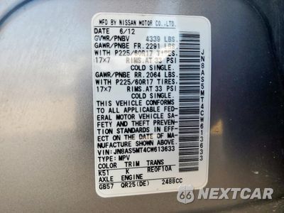 Zdjęcie 13 z 13 samochodu: 2012 NISSAN ROGUE S VIN:JN8AS5MT4CW613633 - miniatura