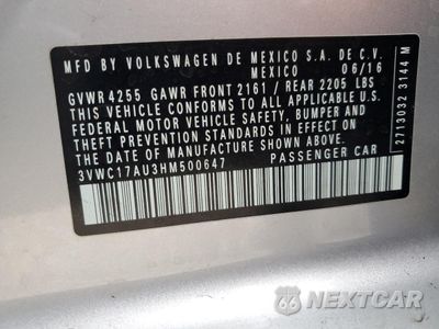 Zdjęcie 12 z 13 samochodu: 2017 VOLKSWAGEN GOLF SPORTWAGEN S VIN:3VWC17AU3HM500647 - miniatura