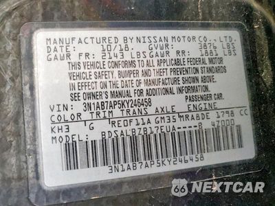 Zdjęcie 12 z 12 samochodu: 2019 NISSAN SENTRA S VIN:3N1AB7AP5KY246458 - miniatura