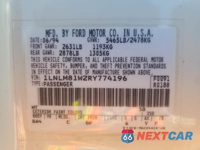 Zdjęcie 12 z 12 samochodu: 1994 LINCOLN TOWN CAR EXECUTIVE VIN:1LNLM81W2RY774196 - miniatura
