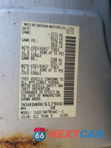 Zdjęcie 12 z 12 samochodu: 2011 NISSAN PATHFINDER S VIN:5N1AR1NB8BC617900 - miniatura
