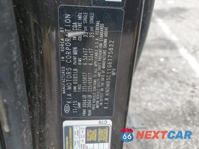 Zdjęcie 13 z 13 samochodu: 2016 KIA SEDONA LX VIN:KNDMB5C11G6175832 - miniatura