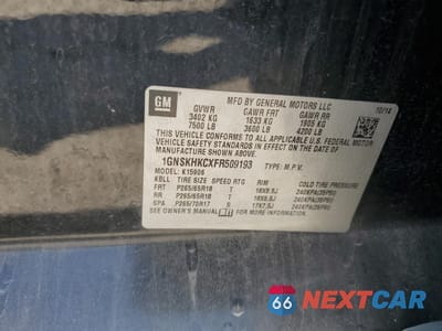 Zdjęcie 14 z 16 samochodu: 2015 CHEVROLET SUBURBAN K1500 LS VIN:1GNSKHKCXFR509193 - miniatura