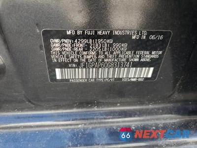 Zdjęcie 13 z 13 samochodu: 2016 SUBARU IMPREZA SPORT PREMIUM VIN:JF1GPAP60G8313741 - miniatura