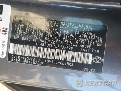 Zdjęcie 13 z 15 samochodu: 2011 TOYOTA CAMRY BASE VIN:4T4BF3EK7BR137520 - miniatura