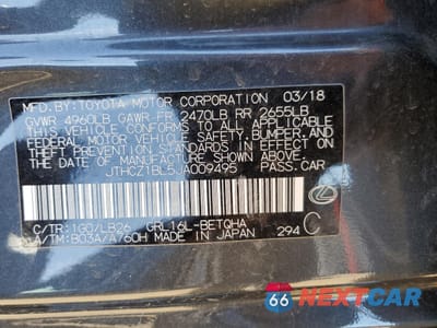 Zdjęcie 12 z 13 samochodu: 2018 LEXUS GS 350 BASE VIN:JTHCZ1BL5JA009495 - miniatura