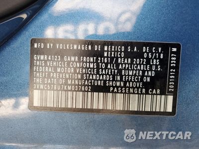 Zdjęcie 12 z 14 samochodu: 2019 VOLKSWAGEN JETTA S VIN:3VWC57BU7KM037602 - miniatura