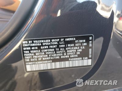 Zdjęcie 12 z 13 samochodu: 2017 VOLKSWAGEN PASSAT R-LINE VIN:1VWDT7A30HC005443 - miniatura