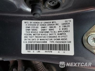 Zdjęcie 13 z 15 samochodu: 2016 HONDA CIVIC LX VIN:2HGFC2F54GH534898 - miniatura