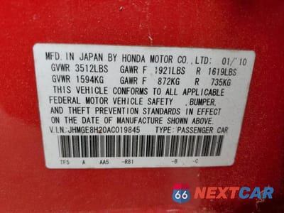 Zdjęcie 12 z 12 samochodu: 2010 HONDA FIT VIN:JHMGE8H20AC019845 - miniatura