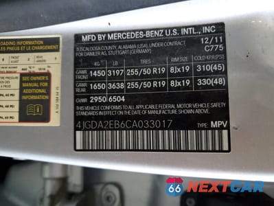 Zdjęcie 13 z 13 samochodu: 2012 MERCEDES-BENZ ML 350 BLUETEC VIN:4JGDA2EB6CA033017 - miniatura
