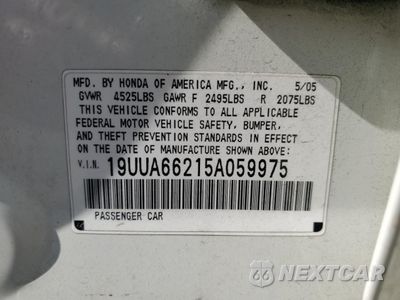 Zdjęcie 12 z 12 samochodu: 2005 ACURA TL VIN:19UUA66215A059975 - miniatura