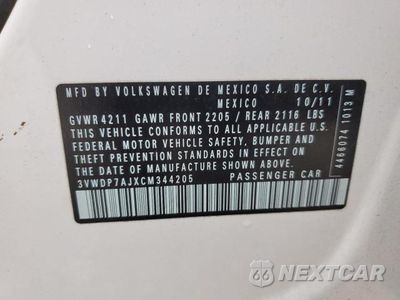 Zdjęcie 12 z 12 samochodu: 2012 VOLKSWAGEN JETTA SE VIN:3VWDP7AJXCM344205 - miniatura