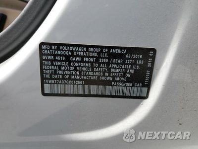 Zdjęcie 13 z 13 samochodu: 2016 VOLKSWAGEN PASSAT SE VIN:1VWBT7A37GC042561 - miniatura