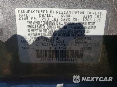 Zdjęcie 12 z 12 samochodu: 2016 NISSAN VERSA S VIN:3N1CN7AP8GL881159 - miniatura