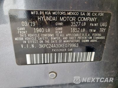 Zdjęcie 12 z 14 samochodu: 2019 HYUNDAI ACCENT SE VIN:3KPC24A30KE079963 - miniatura
