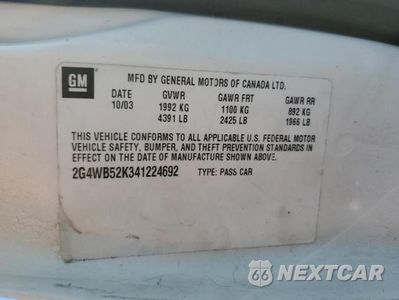 Zdjęcie 12 z 12 samochodu: 2004 BUICK REGAL LS VIN:2G4WB52K341224692 - miniatura