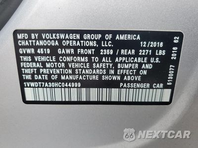 Zdjęcie 12 z 13 samochodu: 2017 VOLKSWAGEN PASSAT R-LINE VIN:1VWDT7A30HC044999 - miniatura