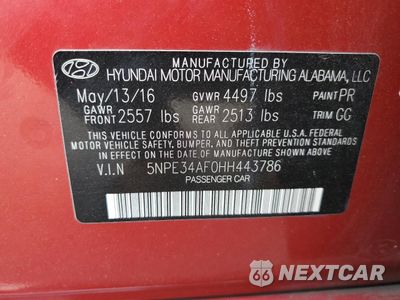 Zdjęcie 12 z 13 samochodu: 2017 HYUNDAI SONATA SPORT VIN:5NPE34AF0HH443786 - miniatura