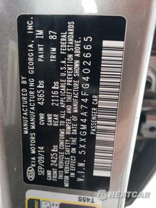 Zdjęcie 13 z 15 samochodu: 2015 KIA OPTIMA LX VIN:5XXGM4A74FG402665 - miniatura