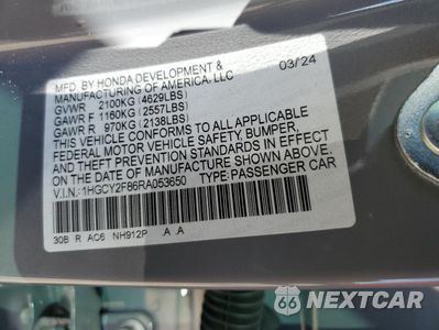 Zdjęcie 12 z 15 samochodu: 2024 HONDA ACCORD TOURING HYBRID VIN:1HGCY2F86RA053650 - miniatura