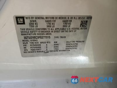Zdjęcie 12 z 12 samochodu: 2015 GMC SIERRA K1500 SLT VIN:3GTU2VEC3FG277015 - miniatura