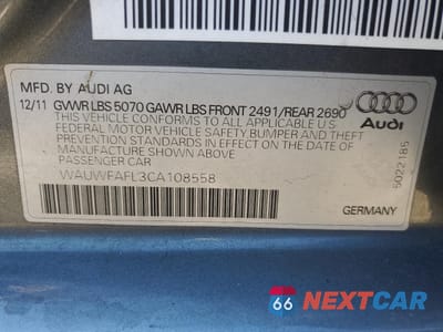 Zdjęcie 14 z 14 samochodu: 2012 AUDI A4 PREMIUM PLUS VIN:WAUWFAFL3CA108558 - miniatura