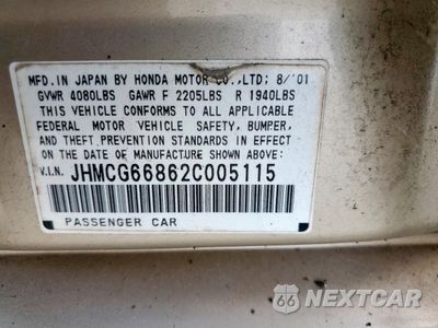 Zdjęcie 13 z 15 samochodu: 2002 HONDA ACCORD EX VIN:JHMCG66862C005115 - miniatura