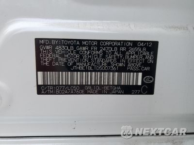 Zdjęcie 12 z 14 samochodu: 2013 LEXUS GS 350 VIN:JTHBE1BL1D5007361 - miniatura