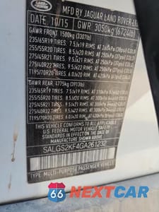 Zdjęcie 13 z 13 samochodu: 2016 LAND ROVER RANGE ROVER HSE VIN:SALGS2KF4GA261232 - miniatura