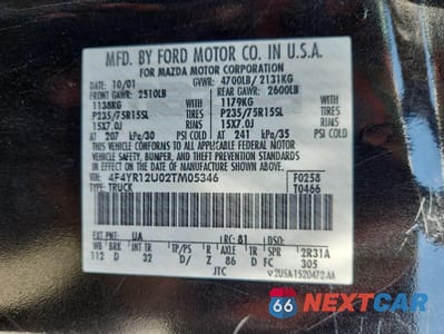 Zdjęcie 12 z 14 samochodu: 2002 MAZDA B3000 VIN:4F4YR12U02TM05346 - miniatura