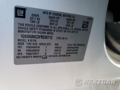 Zdjęcie 13 z 15 samochodu: 2015 CHEVROLET TAHOE K1500 LT VIN:1GNSKBKC5FR236712 - miniatura