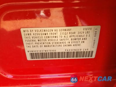 Zdjęcie 12 z 12 samochodu: 2007 VOLKSWAGEN NEW GTI VIN:WVWHV91K97W076980 - miniatura