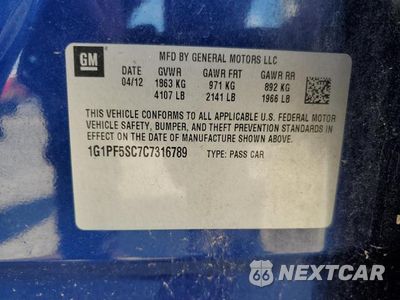 Zdjęcie 12 z 12 samochodu: 2012 CHEVROLET CRUZE LT VIN:1G1PF5SC7C7316789 - miniatura