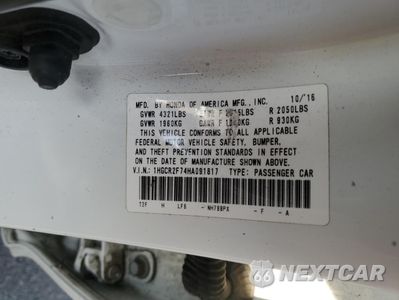 Zdjęcie 12 z 14 samochodu: 2017 HONDA ACCORD EX VIN:1HGCR2F74HA091817 - miniatura