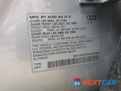 Zdjęcie 14 z 15 samochodu: 2020 AUDI SQ7 PRESTIGE VIN:WA1VWAF79LD010368 - miniatura