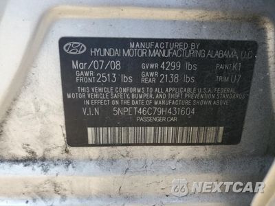 Zdjęcie 12 z 14 samochodu: 2009 HYUNDAI SONATA GLS VIN:5NPET46C79H431604 - miniatura