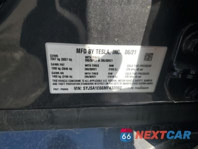 Zdjęcie 12 z 14 samochodu: 2021 TESLA MODEL S VIN:5YJSA1E66MF432060 - miniatura