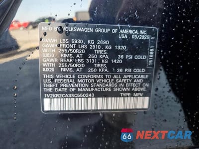 Zdjęcie 13 z 13 samochodu: 2025 VOLKSWAGEN ATLAS SE VIN:1V2KR2CA3SC550243 - miniatura