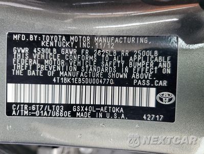 Zdjęcie 12 z 14 samochodu: 2013 TOYOTA AVALON BASE VIN:4T1BK1EB5DU004770 - miniatura