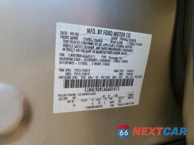 Zdjęcie 12 z 14 samochodu: 2010 LINCOLN MKS VIN:1LNHL9DR1AG605415 - miniatura