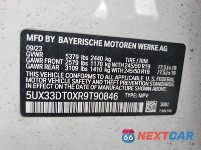 Zdjęcie 13 z 14 samochodu: 2024 BMW X4 XDRIVE30I VIN:5UX33DT0XR9T90846 - miniatura